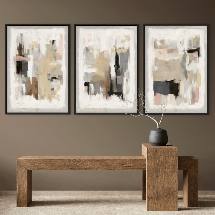 Set of 3 Framed Canvas - Copenhagen Rose