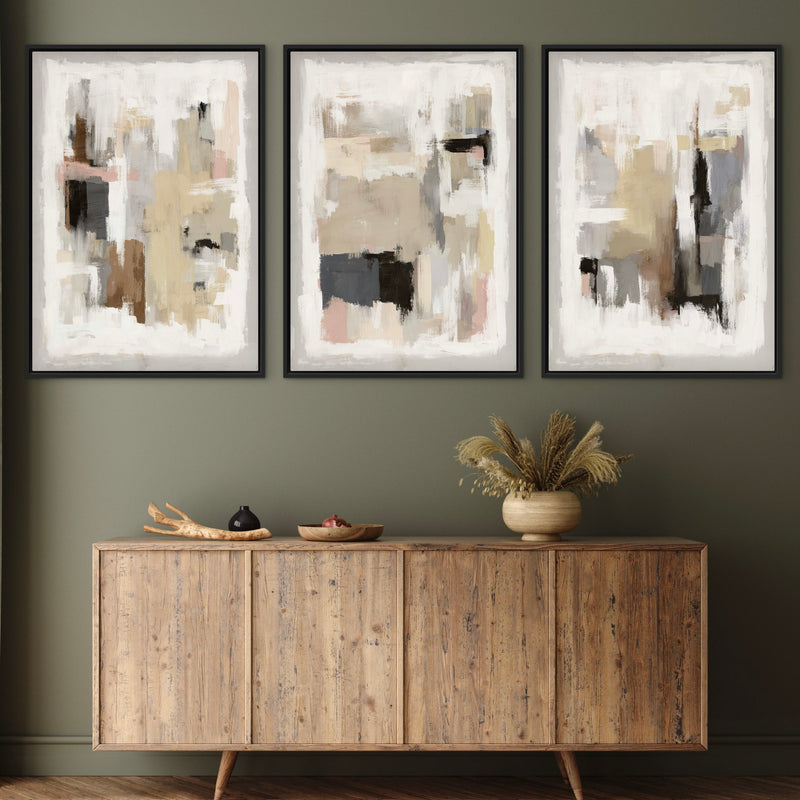 Set of 3 Framed Canvas - Copenhagen Rose