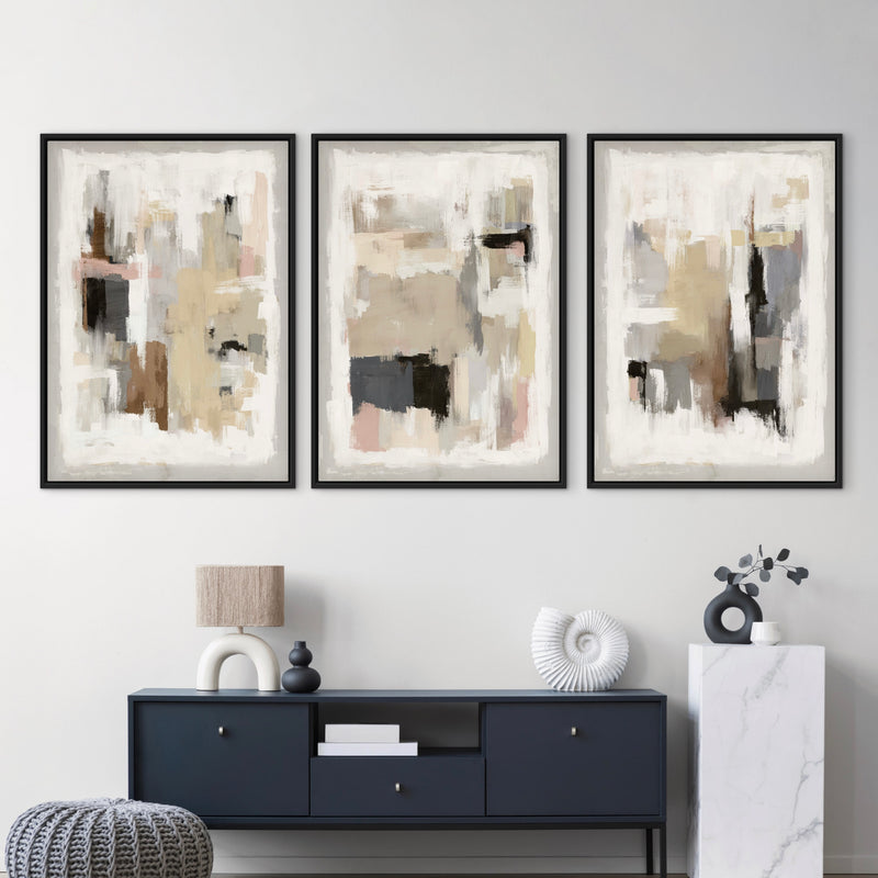 Set of 3 Framed Canvas - Copenhagen Rose