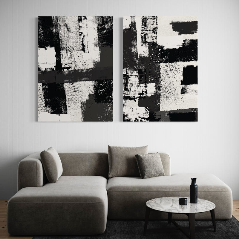 Abstract Canvas Set of 2 - Black & White