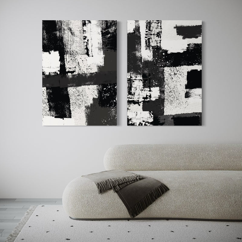 Abstract Canvas Set of 2 - Black & White