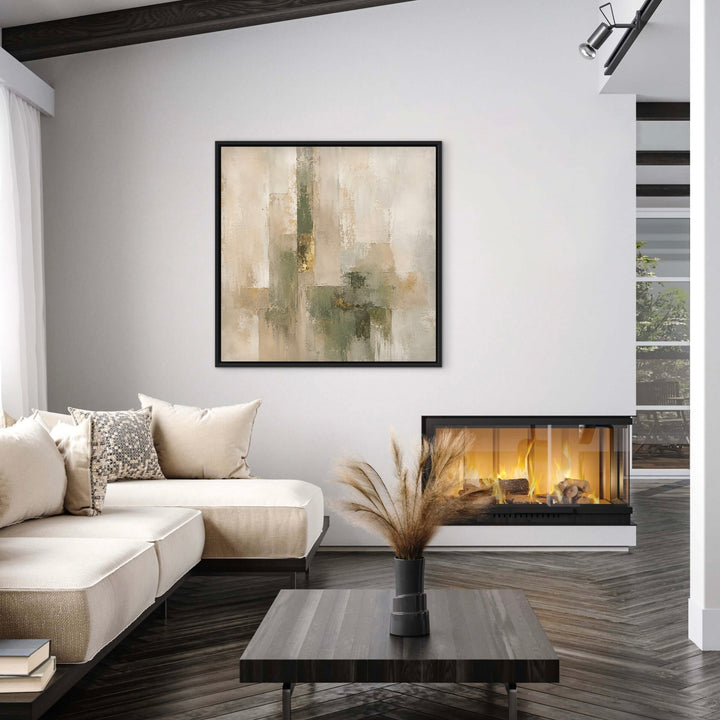 Framed Canvas - Olive & Gold