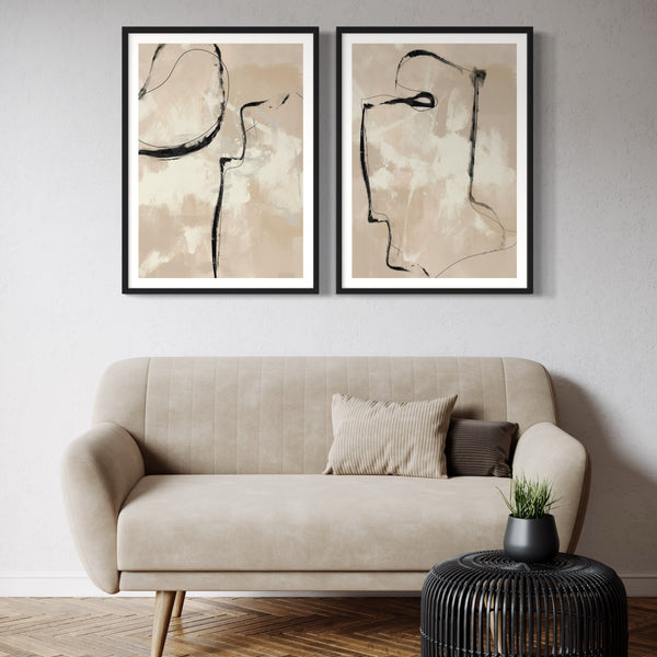 Abstract Art set of 2 prints - Paris