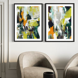 Abstract Art set of 2 prints - Green Jungle