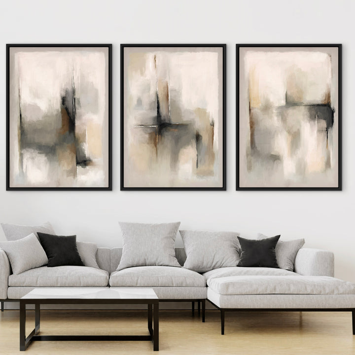 Set of 3 Framed Canvas - Florence Stone