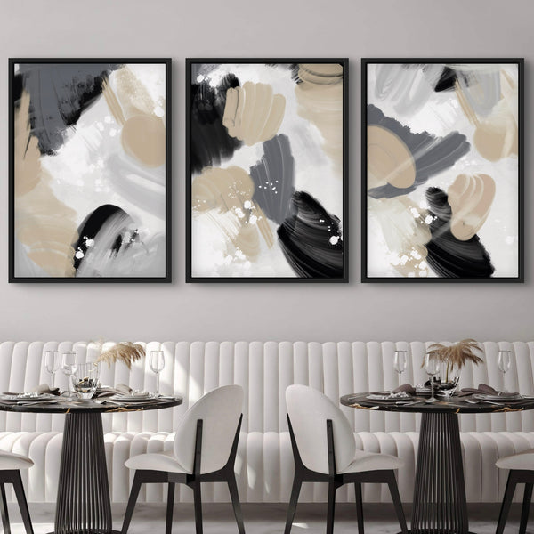 Set of 3 Framed Canvas - Gentle Whisper