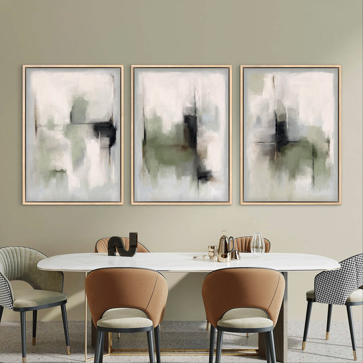 Set of 3 Framed Canvas - Tuscany Green