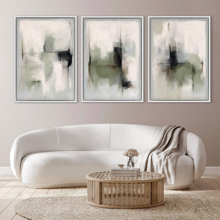 Set of 3 Framed Canvas - Tuscany Green