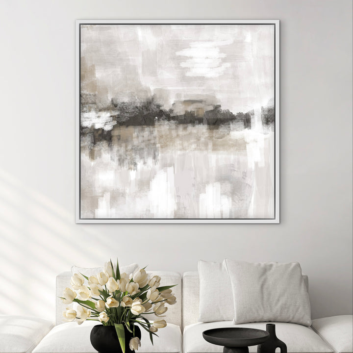 Framed Canvas - Nude & Grey Clouds
