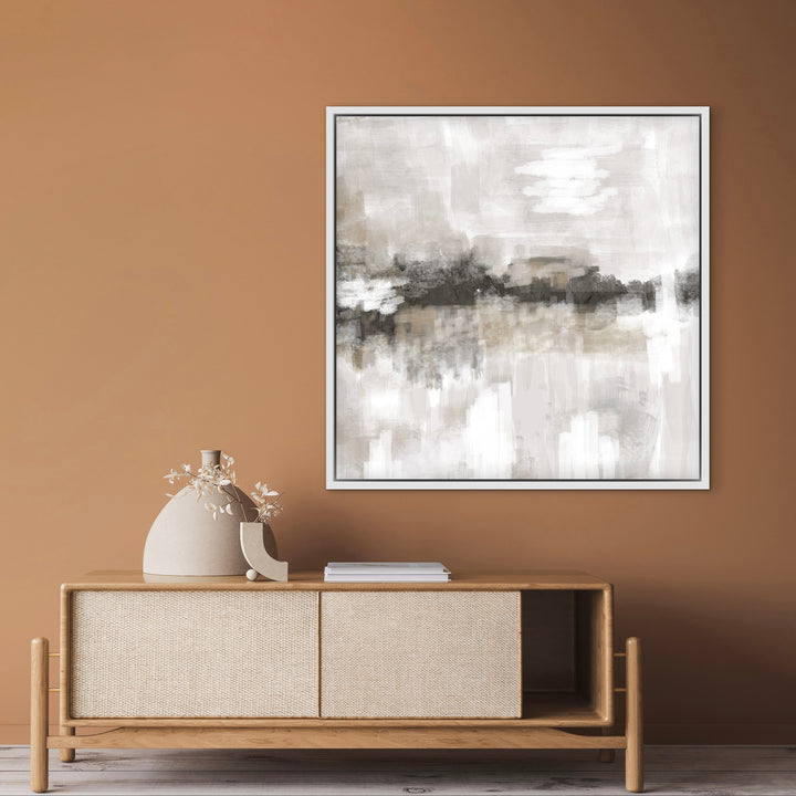 Framed Canvas - Nude & Grey Clouds