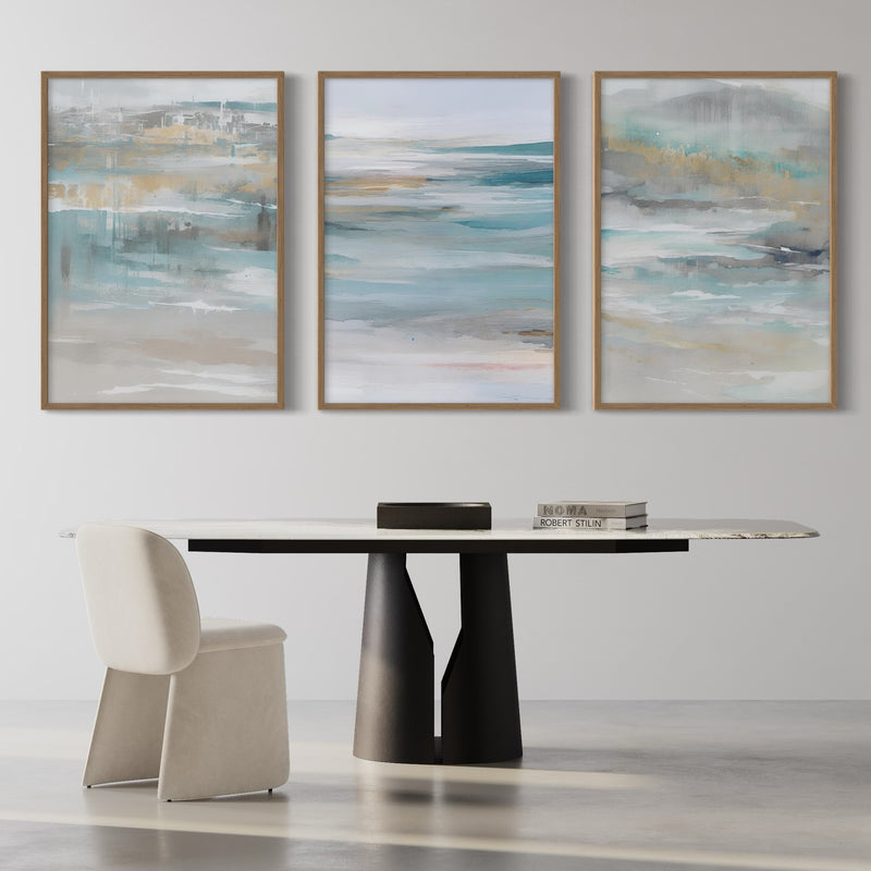 Abstract Art set of 3 prints - Calm Ocean