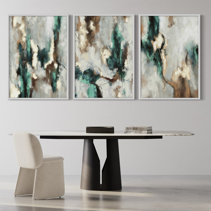 Abstract Art set of 3 prints - Green Forest