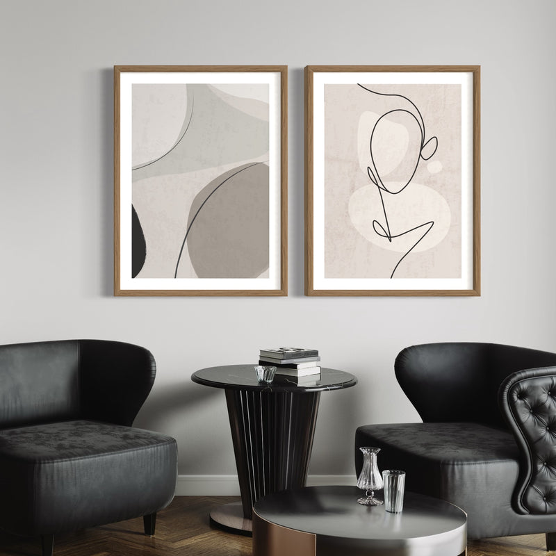 Abstract Art set of 2 prints - Grey Libertá
