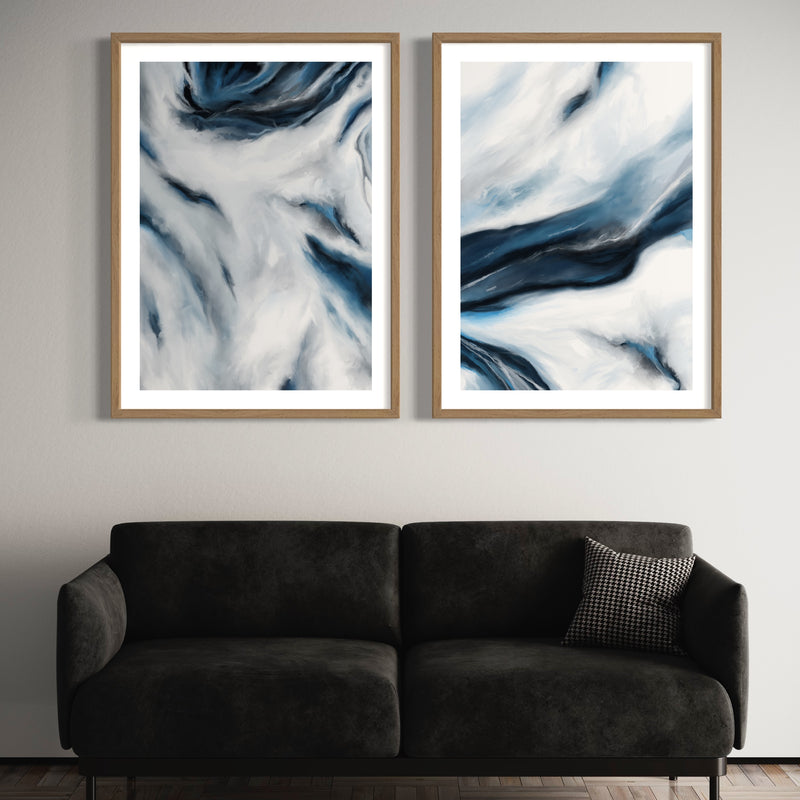 Abstract Art Set of 2 prints - Blue Marble