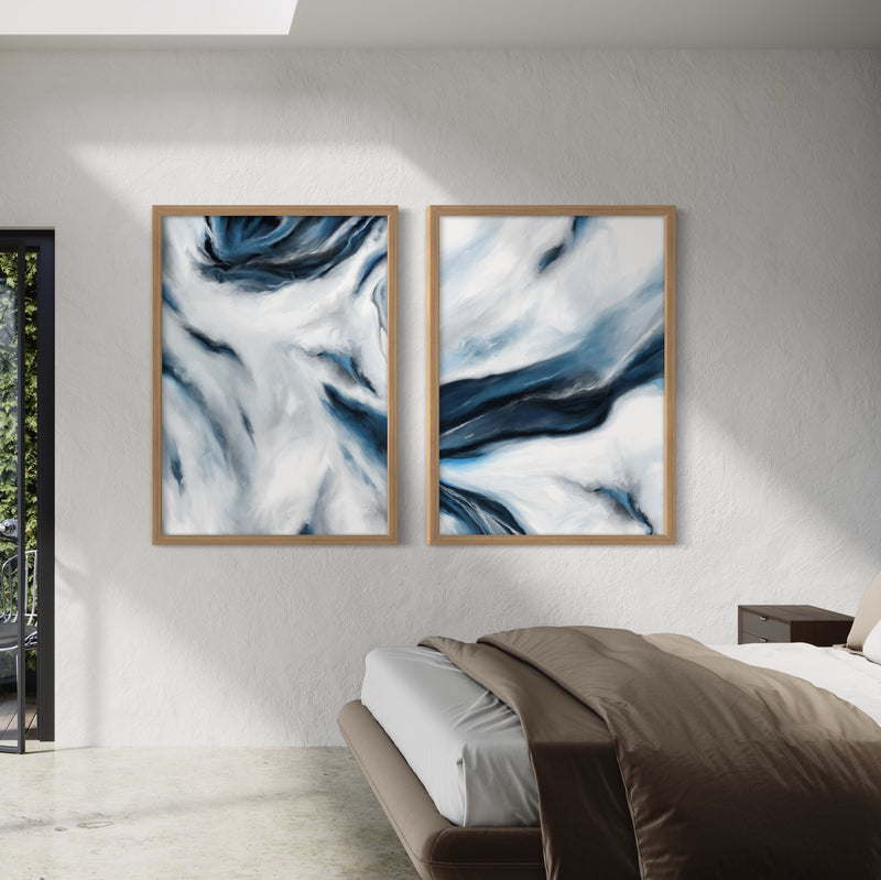 Abstract Art Set of 2 prints - Blue Marble