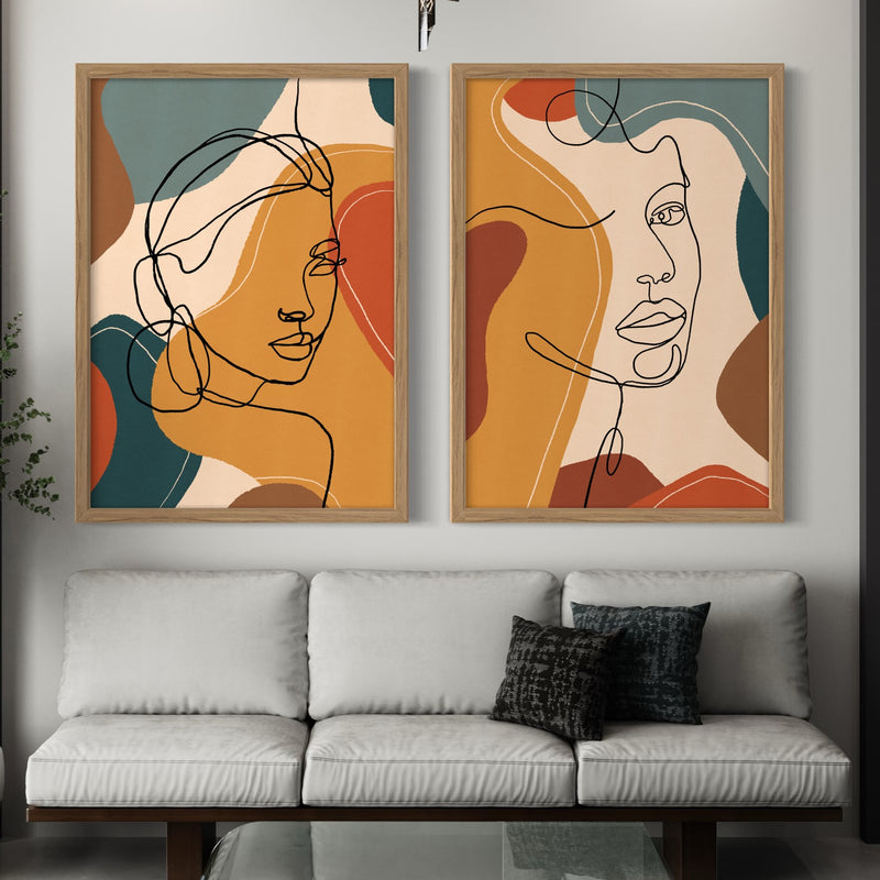 Abstract Art set of 2 prints - Figure Lines