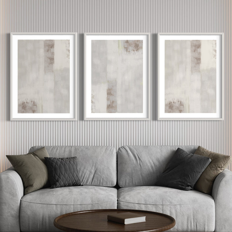 Abstract Art set of 3 prints - Grey Dreams