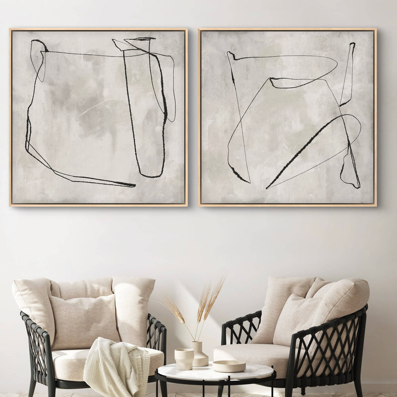 Framed Canvas Set of 2 - Grey Horizon