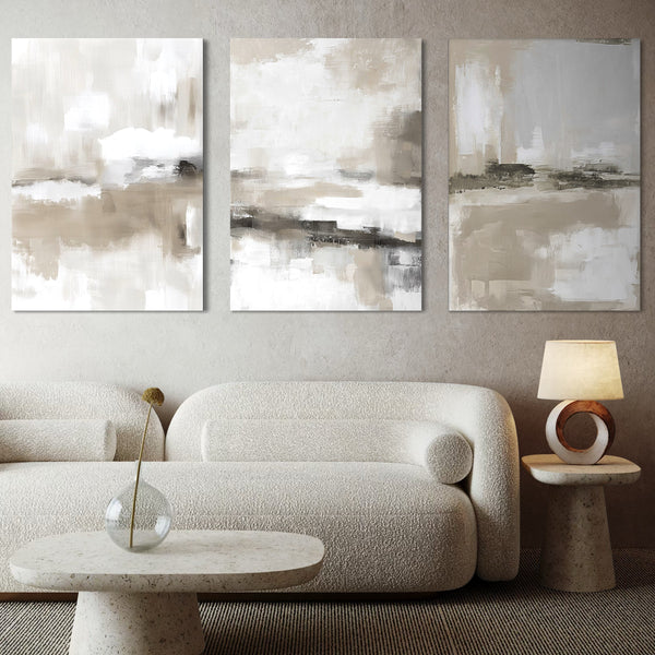 Abstract Canvas Set of 3 - Stone Horizon