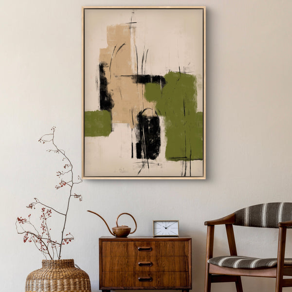 Framed Canvas - Green Abstraction