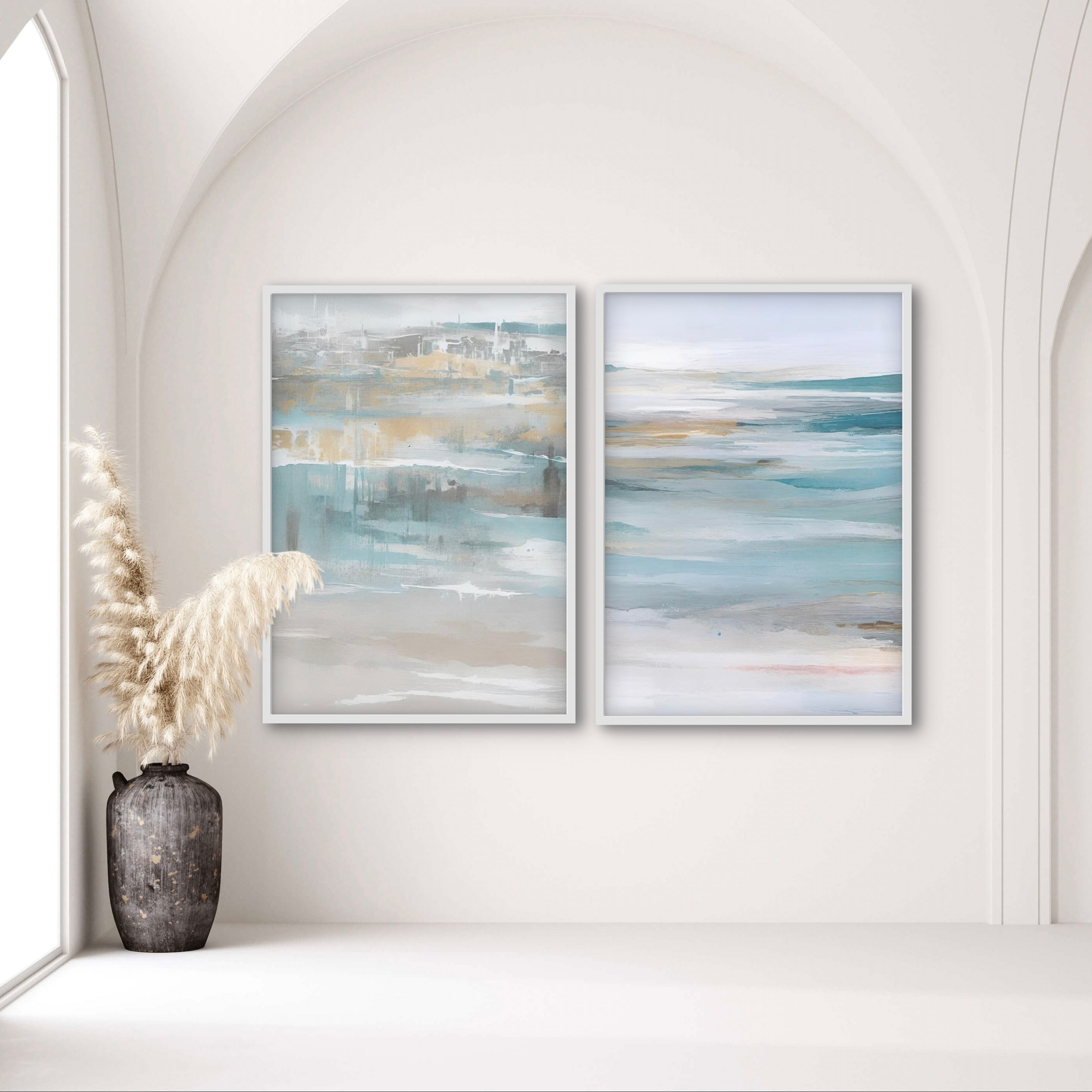 Abstract Art set of 2 prints - Calm Ocean