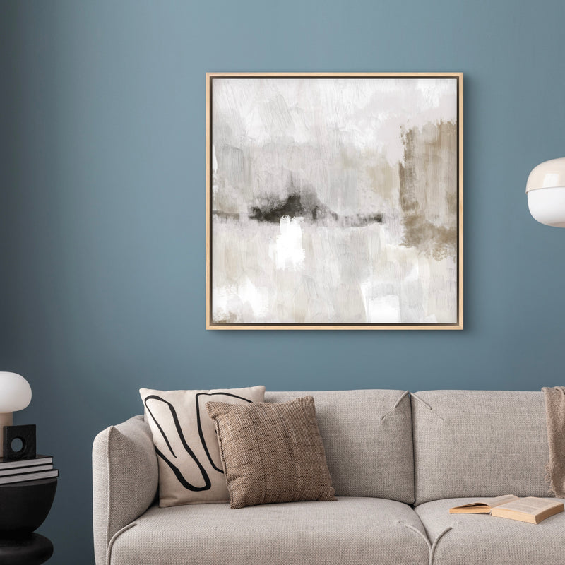 Framed Canvas - Nude & Grey Clouds