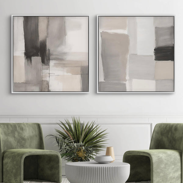 Framed Canvas Set of 2 - Smoke & Stone