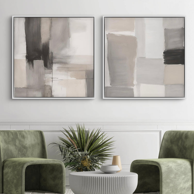 Framed Canvas Set of 2 - Smoke & Stone