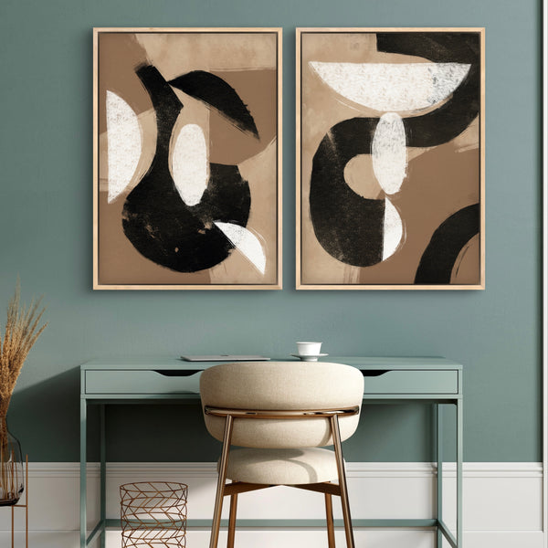 Framed Canvas Set of 2 - Mocha Contrast