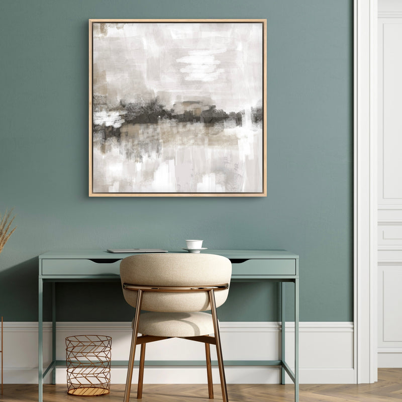 Framed Canvas - Nude & Grey Clouds