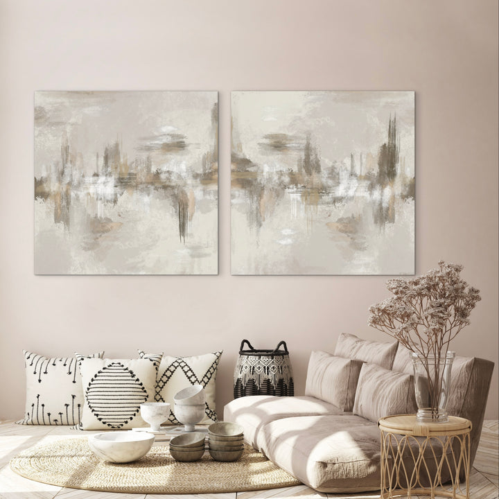 Abstract Canvas Set of 2 - Neutral Depths
