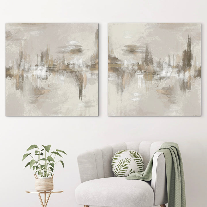Abstract Canvas Set of 2 - Neutral Depths