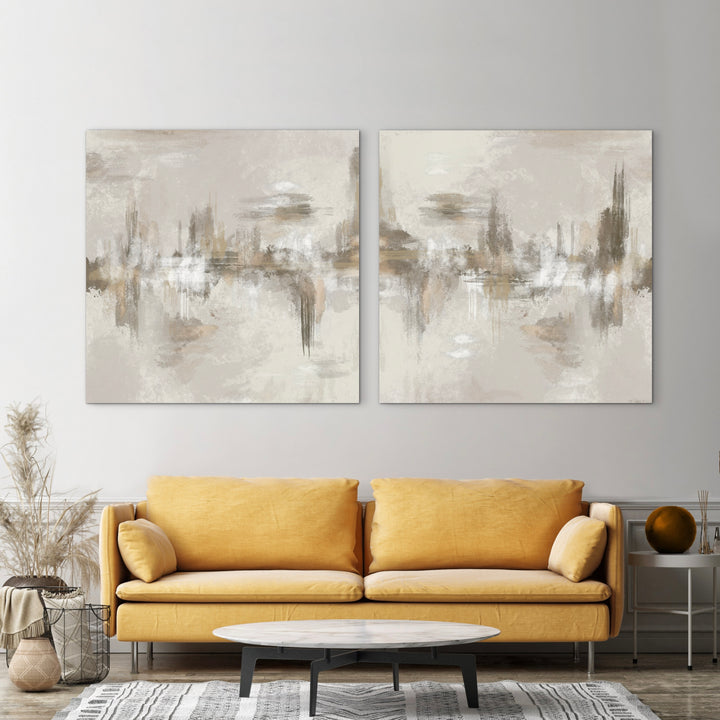 Abstract Canvas Set of 2 - Neutral Depths