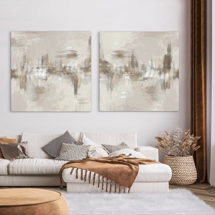 Abstract Canvas Set of 2 - Neutral Depths