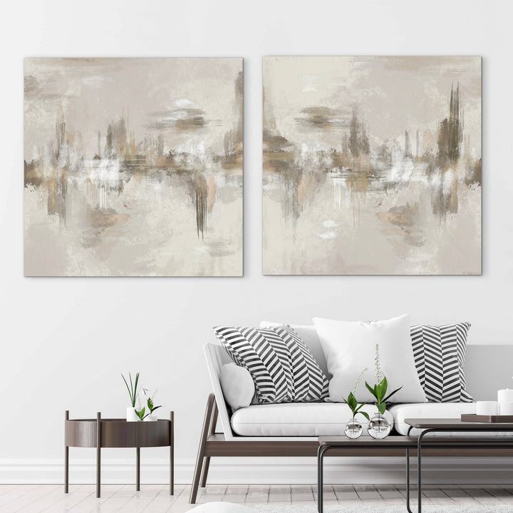 Abstract Canvas Set of 2 - Neutral Depths