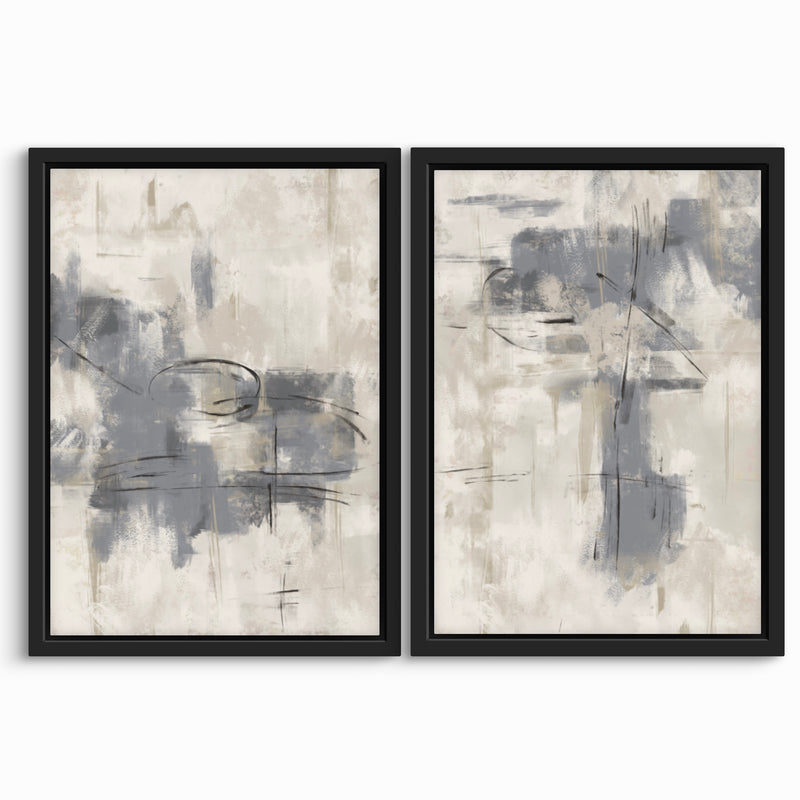 Framed Canvas Set of 2 - Grey Storm