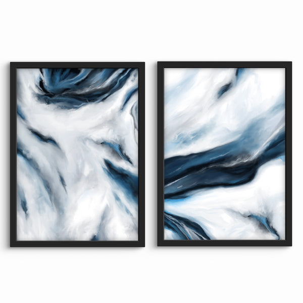 Abstract Art Set of 2 prints - Blue Marble