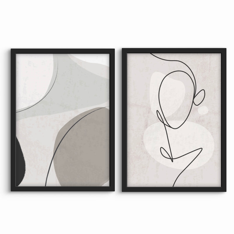 Abstract Art set of 2 prints - Grey Libertá