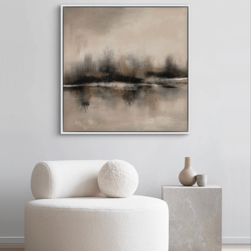 Framed Canvas - Taupe Reflection