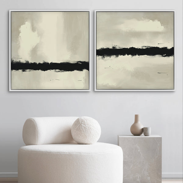 Framed Canvas Set of 2 - Charcoal Horizons