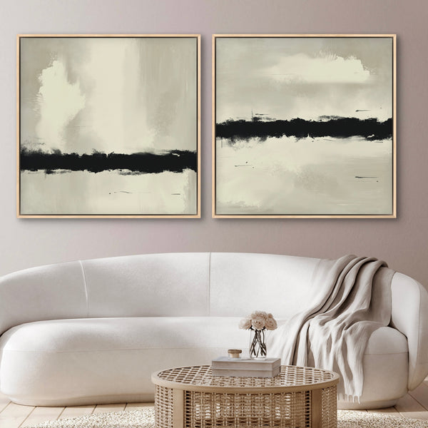 Framed Canvas Set of 2 - Charcoal Horizons