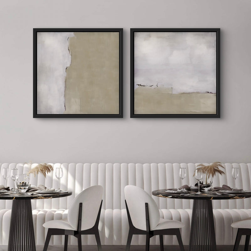 Framed Canvas Set of 2 - Silver Clouds