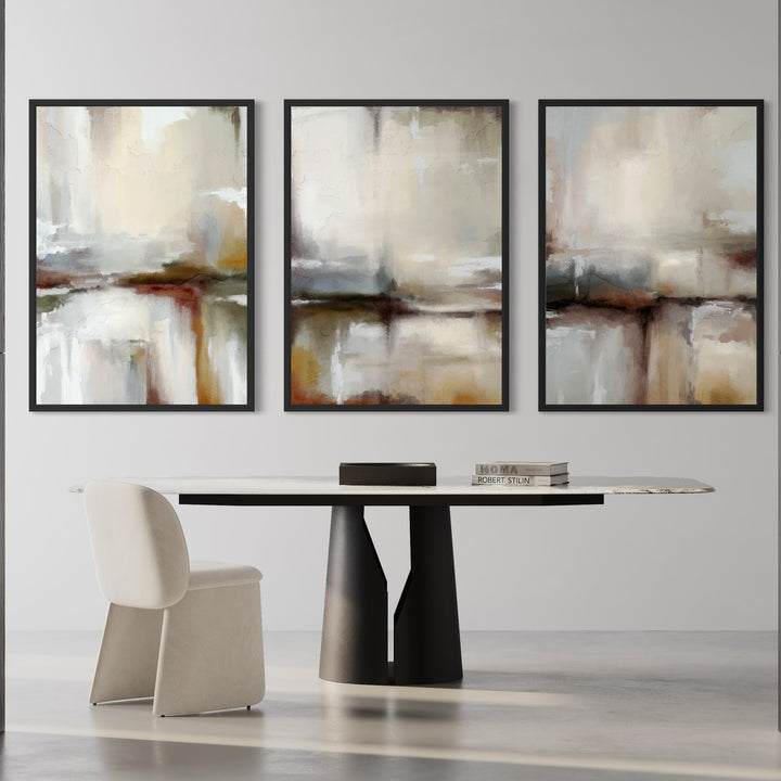 Set of 3 Framed Canvas - Amber Fall