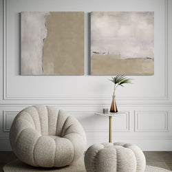 Abstract Canvas Set of 2 - Silver Clouds