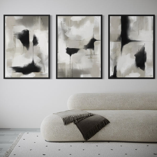 Set of 3 Framed Canvas - Cadiz Grey