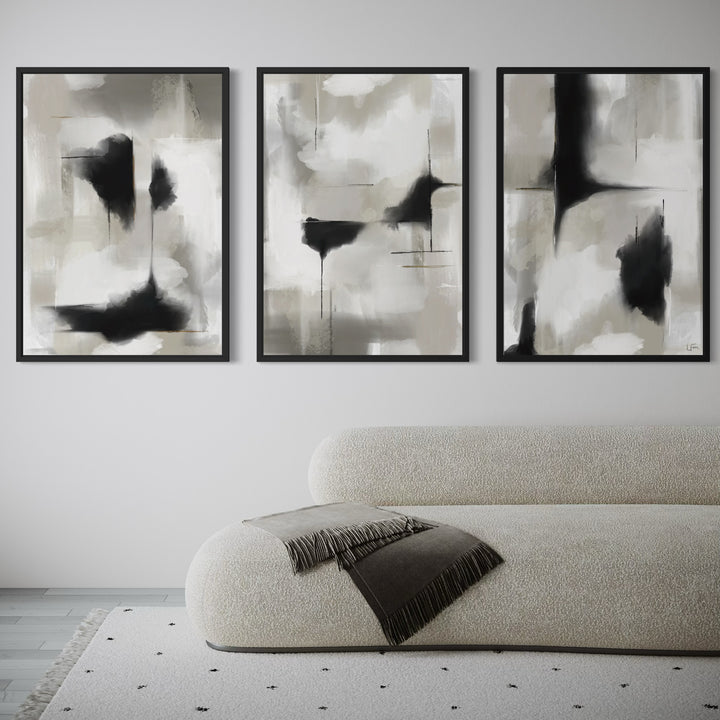 Set of 3 Framed Canvas - Cadiz Grey