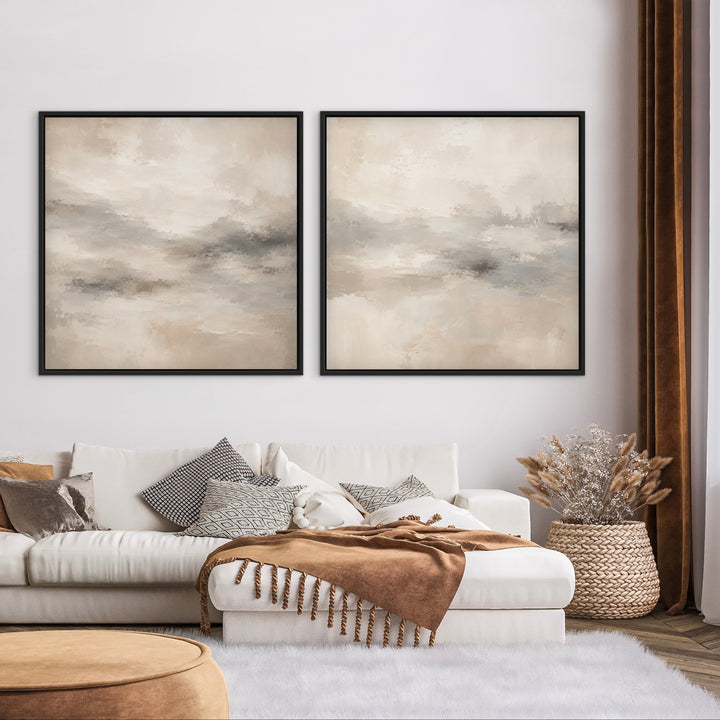 Gerahmtes Leinwandbild 2er-Set – Bernsteinhorizont