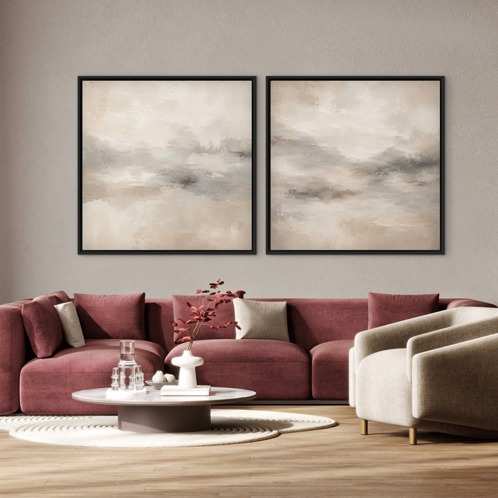 Gerahmtes Leinwandbild 2er-Set – Bernsteinhorizont