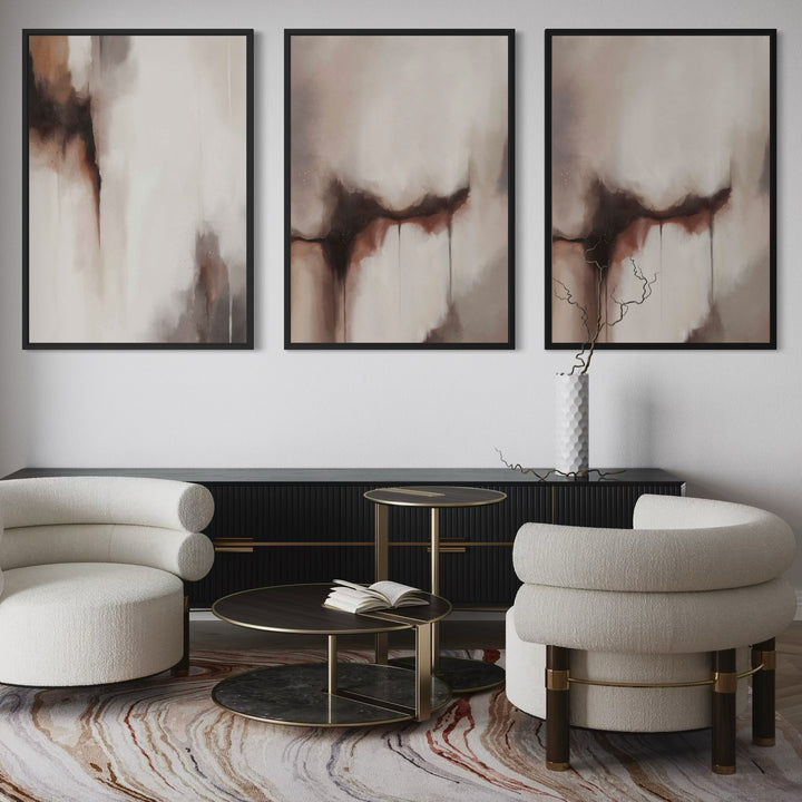 Set of 3 Framed Canvas - Silent Ember