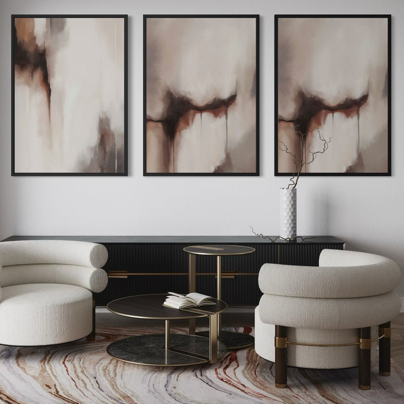Set of 3 Framed Canvas - Silent Ember